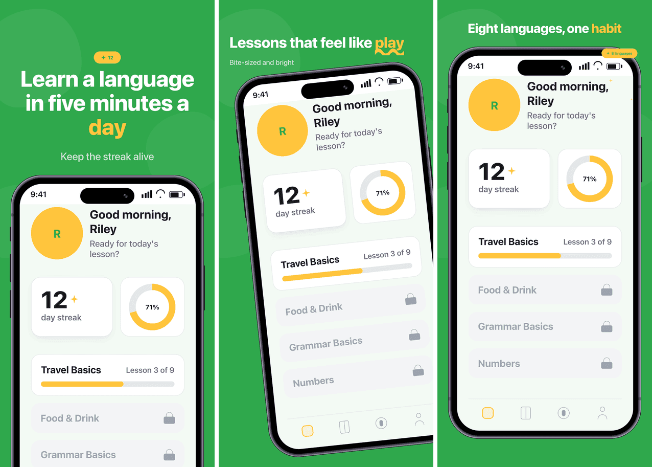 Lingo template, three-panel preview set