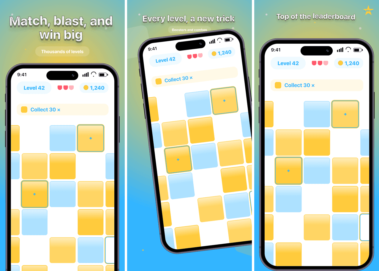 Quest template, three-panel preview set